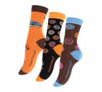 Vincent Creation Chaussettes 'Donuts' bleu roi / marron / orange / noir, Taille 36-40