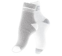 Vincent Creation Chaussettes douillettes chaudes et moelleuses pour femme (2 ou 4 paires) Chaussettes d'hiver, 4 paires de chaussettes à rayures grises et blanches, taille unique