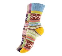 Vincent Creation Lot de 3 paires de chaussettes norvégiennes, chaussettes multicolores Hygge en laine pour homme et femme, Set 1, 35-38