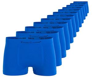 Vincent Creation - Lot de 12 boxers pour homme sans coutures, style rétro, en microfibre souple, bleu, M-L