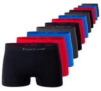 Vincent Creation Lot de 12 boxers sans couture pour homme, style rétro, en microfibre douce et souple, Mélange (noir, rouge, bleu, gris), M-L