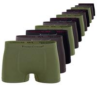 Vincent Creation Lot de 12 Boxers Seamless Haute qualité - Microfibre - sans Couture ni colorants azoiques - Homme (L/XL, Mixte (Noir, Kaki, Gris))