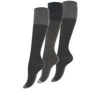 Vincent Creation Lot de 3 paires de chaussettes, mi-bas, pour les femmes, bicolore, gris, Taille 39-42