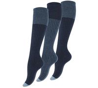 Vincent Creation Lot de 3 paires de chaussettes, mi-bas, pour les femmes, bicolore, original, Bleu, 35-38