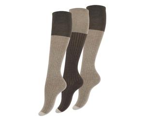 Vincent Creation Lot de 3 paires de chaussettes, mi-bas, pour les femmes, marron bicolore, original, 39/42