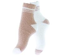 Vincent Creation Lot de 4 paires de chaussettes ultra-douces - femme - couleurs unies ou rayures,Taille unique,Beige-Beige / Blanc avec Rayures, (35/40)