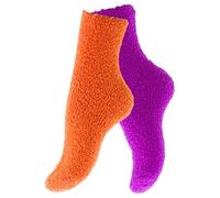 Vincent Creation Lot de 4 paires de chaussettes ultra-douces - femme - couleurs unies ou rayures,Taille unique,Violet-Violet / Orange, (35/40)
