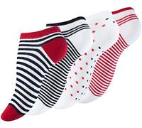 Vincent Creation Lot de 8 paires de socquettes pour femme - chaussettes avec des rayures et des points, Design Maritime - femme - taille 39-42