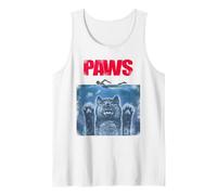 Vincent HIE Movie Parodie Paws Shark Cat Jaws Feline Lovers Débardeur, Homme, Blanc, XL