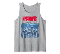 Vincent HIE Movie Parodie Paws Shark Cat Jaws Feline Lovers Débardeur, Homme, Gris Chiné, XL