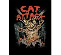Vincent Trinidad - Poster encadré "Cat Attack" PM8119 (40 cm x 30 cm) (Noir/Orange/Marron)