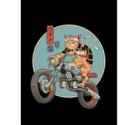 Vincent Trinidad - Poster encadré "Catana Motorcycle" PM8124 (40 cm x 30 cm) (Noir/Bleu/Marron)