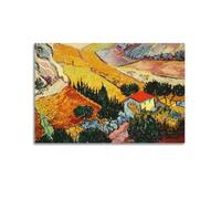 Vïncent Vän Gögh Poster d'œuvre d'art sur toile avec maison et laboureur Décoration murale pour salon, chambre à coucher 20 x 30 cm