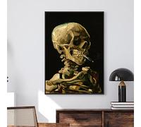 Vincent Van Gogh Crâne avec Cigarette Affiches Et Gravures Toile Peinture Mur Art Photos Pour Salon Décor À La Maison 70x100cm Sans Cadre