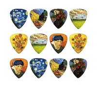 Vincent Van Gogh Gitarrenpicks, Medium 12er Pack & Tin Box, Celluloid Gitarrenpicks für Bass, elektrische und akustische Gitarren. Bestes Geschenk für Männer, Gitarristinnen