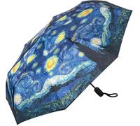 Vincent van Gogh Pocket Umbrella Starry Night Art Windproof Auto Open Close Stable Lightweight Compact,Blue