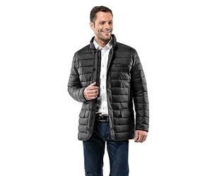 Vincenzo Boretti Blouson-veste matelassée chaude homme, design de long-blazer élegant, très léger, cintré avec col montant, pour demi saison, l'hiver, automne, printemps noir S