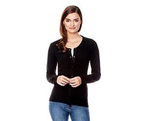 Vincenzo Boretti Cardigan tricoté Femme, Coupe édroite, Manches-Longues, en col v, Bande à Boutons, Style Classique-Chic, Chaud pour l'hiver et l'automne, Haute qualité, uni Noir XL