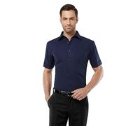 Vincenzo Boretti Chemise Homme Coupe cintrée Slim-fit, 100% Coton, Tissu Infroissable et agréable à Porter, Manches Courtes, Unie Bleu foncé 39-40