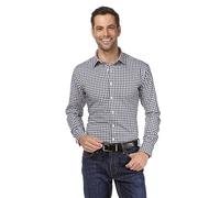 Vincenzo Boretti Chemise Homme, Coupe cintrée Slim-fit, Tissu Infroissable et agréable, 100% Coton, Manches-Longues, col Kent, Motif à Carreaux avec Contraste Vert 39-40