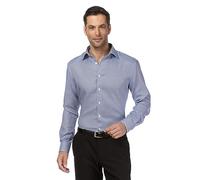 Vincenzo Boretti Chemise Homme, Coupe Normale Regular-fit, Tissu Infroissable et agréable à Porter, 100% Coton, Manches-Longues, col Kent, à Motif avec triplure de Contraste Bleu Clair 41-42