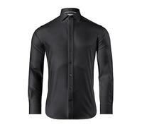 Vincenzo Boretti Chemise, Regular-fit/Taille Normale, Douce sergé - Infroissable Noir 41-42