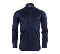 Vincenzo Boretti Chemise, Regular-fit/Taille Normale, Motif Chevron - Infroissable Bleu foncé 45-46