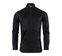 Vincenzo Boretti Chemise, Regular-fit/Taille Normale, Motif Chevron - Infroissable Noir 41-42