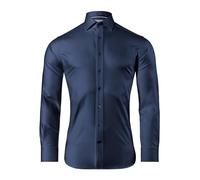 Vincenzo Boretti Chemise, Slim-fit/Taille cintrée, Douce sergé - Infroissable Bleu foncé 41-42