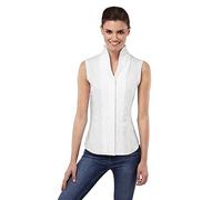 Vincenzo Boretti Chemisier Femme, légèrement cintré, Facile à Repasser, agréable à Porter, sans Manche, col Calice, uni Blanc 44