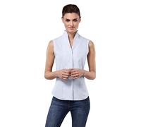 Vincenzo Boretti Chemisier Femme, légèrement cintré, Facile à Repasser, agréable à Porter, sans Manche, col Calice, uni Bleu Clair 38