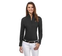 Vincenzo Boretti Chemisier Femme, légèrement cintré, Tissu Infroissable et Respirant - agréable à Porter, 100% Coton, col Calice, Manches Longues, uni Noir 36