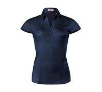 Vincenzo Boretti Chemisier, Modern-fit/légèrement cintré, col de Chemise, Douce sergé, Manches Courtes Bleu foncé 42