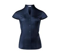 Vincenzo Boretti Chemisier, Slim-fit/Taille cintrée, élastique, col Calice, Manches Courtes - Facile à Repasser Bleu foncé 44