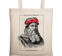 Vinci Art is Never Finish Only Abandoned Sac fourre-tout en coton écologique Beige