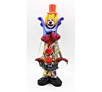 Vinciprova Le Gemme di Venezia Clown Accordéon Sculpture Collection en Verre de Murano H26 cm Fabriqué en Italie
