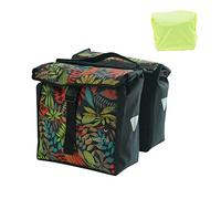 Vincita Sacoche de vélo Double résistante à l'eau - 12 l - avec Housse de Pluie - Grande poignée de Transport - Points réfléchissants - Accessoires de vélo (Jungle)