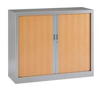 VINCO Armoire Basse à Rideaux monoblocs Generic 100 x 120 cm alu- hêtre