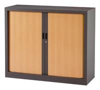 VINCO Armoire Basse à Rideaux monoblocs Generic 100 x 120 cm Anthracite-hêtre