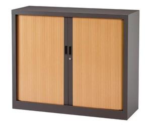VINCO Armoire Basse à Rideaux monoblocs Generic 100 x 120 cm Anthracite-hêtre
