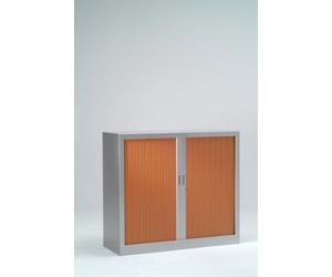 Vinco Armoire Monobloc H100xL120xP43 cm 2 Tablettes Alu Rideaux Merisier