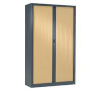 Vinco Armoire Monobloc H160xL 80xP43 cm 3T Anthracite Rideaux Chêne Clair