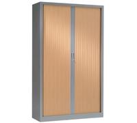 Vinco Armoire Monobloc H198xL120xP43 cm 4 Tablettes Alu Rideaux Hêtre