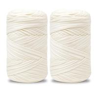 Vincona Fil tee Shirt pour Crochet 2 x 200 g, Fil Crochet, Idéal pour Crocheter des sacs, Paniers, Tentures Murales, Décoration d'intérieur et Loisirs Créatifs-Blanc crème 02
