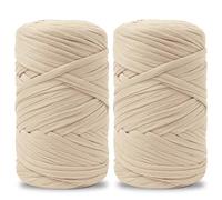 Vincona Fil tee Shirt pour Crochet 2 x 200 g, Fil Crochet, Idéal pour Crocheter des sacs, Paniers, Tentures Murales, Décoration d'intérieur et Loisirs Créatifs-Beige abricot 16