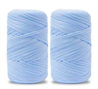 Vincona Fil tee Shirt pour Crochet 2 x 200 g, Fil Crochet, Idéal pour Crocheter des sacs, Paniers, Tentures Murales, Décoration d'intérieur et Loisirs Créatifs-Bleu ciel 12