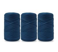 Vincona Fil tee Shirt pour Crochet 3 x 200 g, Fil Crochet, Idéal pour Crocheter des sacs, Paniers, Tentures Murales, Décoration d'intérieur et Loisirs Créatifs-Bleu denim 18