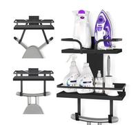 VINCOURNA Accroche Table à Repasser, Support Table à Repasser Mural, Support Mural Planche à Repasser à 2 Niveaux, Porte Table à Repasser Pliable Mural avec Crochets Amovibles et Réglables (Forme T&Y)