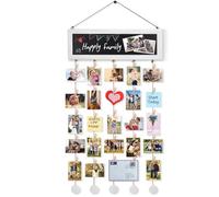 VINCOURNA Pele Mele Photo Mural, Cadre Photo Pele Mele Avec Tableau à Messages Et 30 Pinces à Photos, Cadre Photo Postale Bois, Accroche Photo Mural Pince, Accroche Photos Pour Exposition De Mémoire