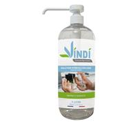 Vindi Désinfectant solution hydroalcoolique - Flacon pompe de 1L - Fabrication Française - 76% d'alcool - Désinfection des mains et des surfaces - Virucide